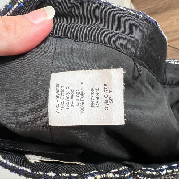 J Crew Factory Womens Size 4 Black Blue Tweed Pencil Skirt Preppy Career Wool - Picture 9 of 12